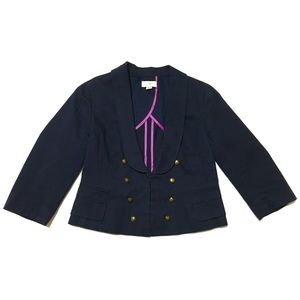 Ann Taylor Loft 3/4 Sleeve Navy Crop Blazer Jacket